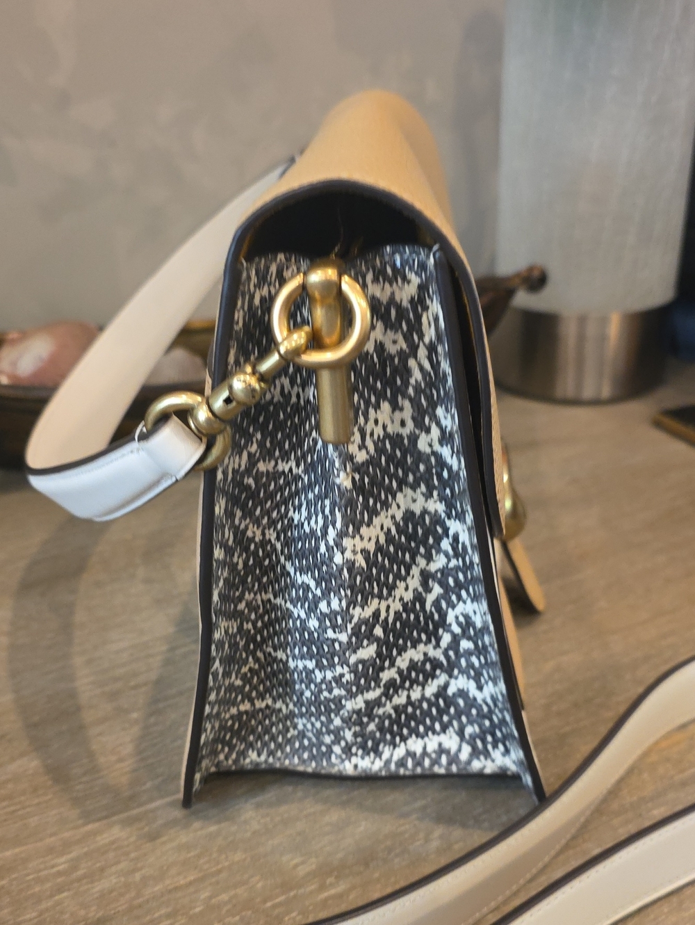 Coach Restored Tabby Shoulder Bag In Colorblock With Snakeskin Detail - Picture 4 of 8